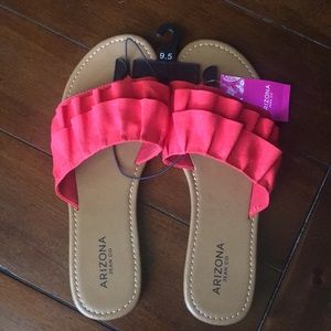 Red ruffled sandals, perfect for summer!